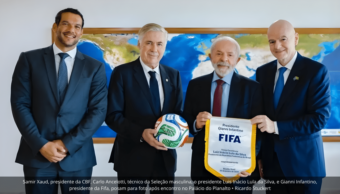 Brasil pede à FIFA para sediar o Mundial de Clubes de 2029 em reunião com Lula, Infantino e Ancelotti