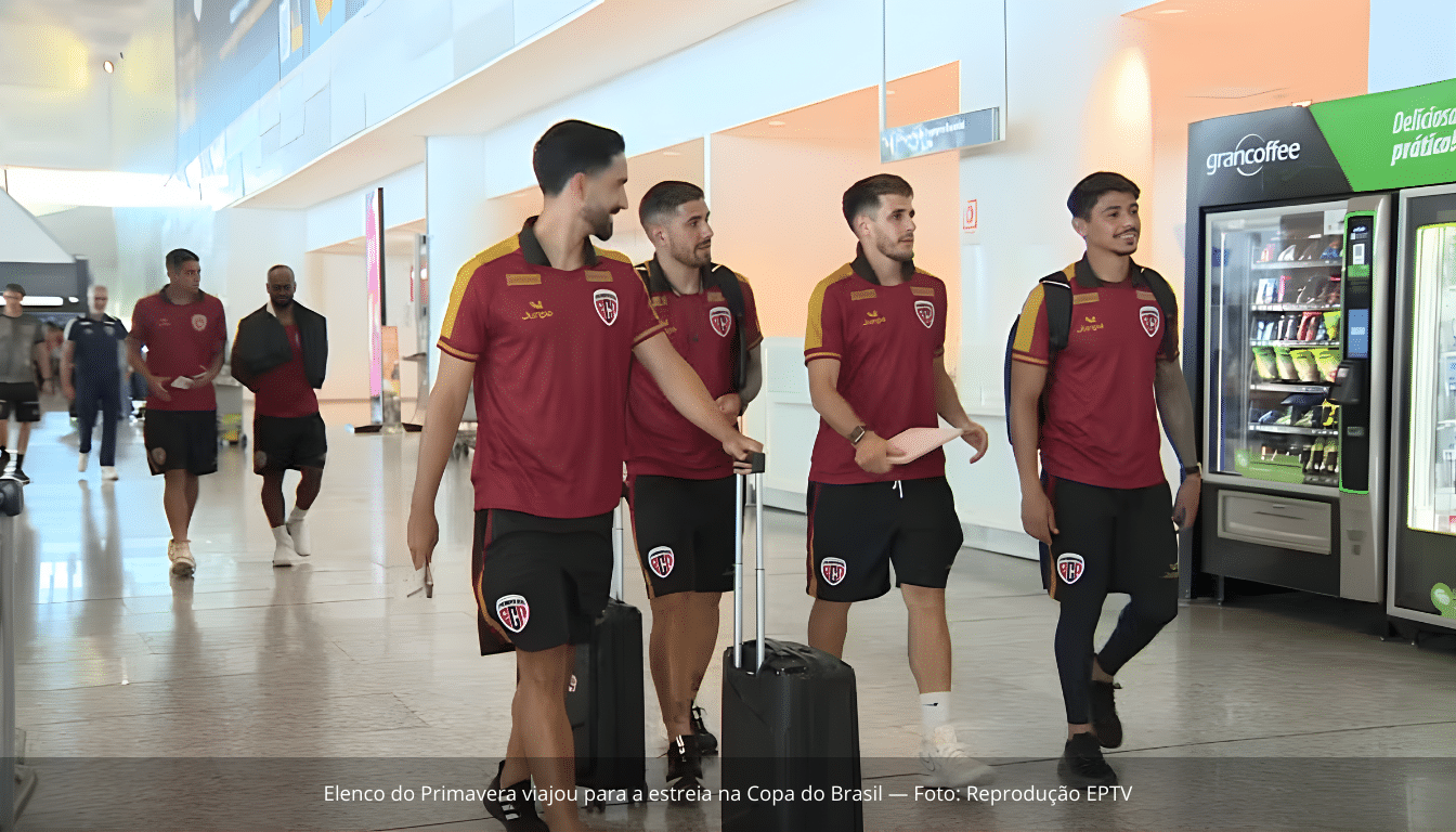 Primavera embarcou para estreia histórica na Copa do Brasil e primeira viagem de avião em 99 anos