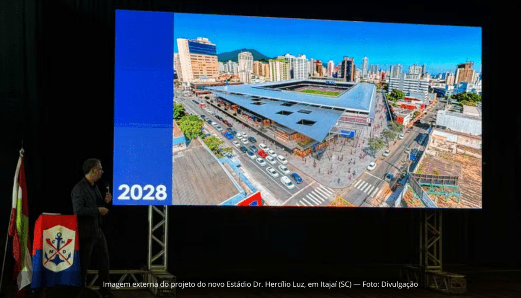 Imagem externa do projeto do novo Estádio Dr. Hercílio Luz