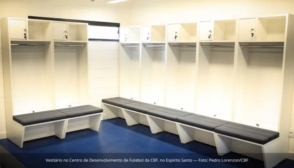 Vestiário no Centro de Desenvolvimento de Futebol da CBF, no Espírito Santo