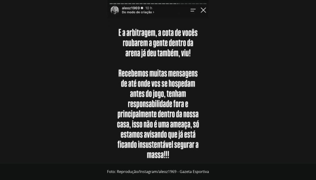 Publicação no Instagram @aleoz1969