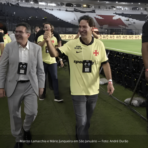 Marcos Lamacchia vive primeiro contato com a atmosfera de São Januário e sócio fala que o grupo está preparado
